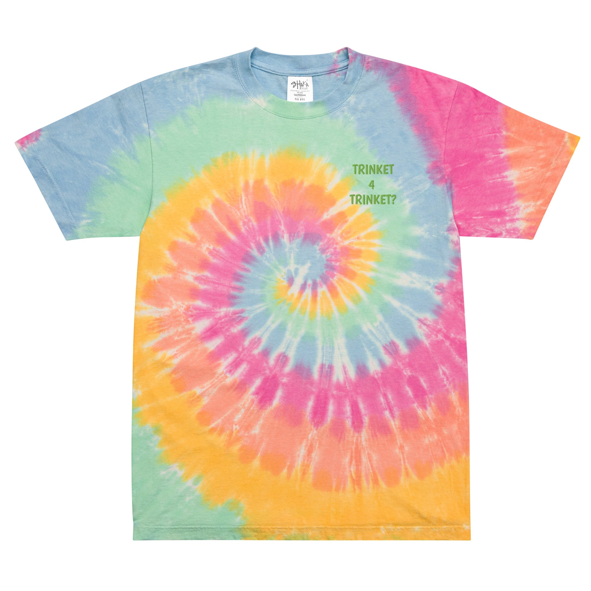 Oversized tie-dye t-shirt in Sherbet rainbow front view by Rave Uniform