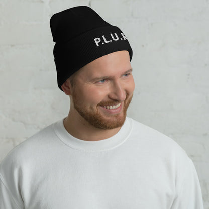 PLUR Beanie in Black on a model