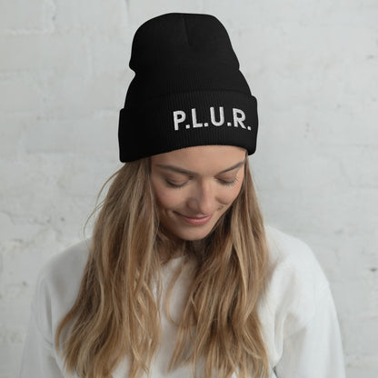 PLUR Beanie in Black on a model