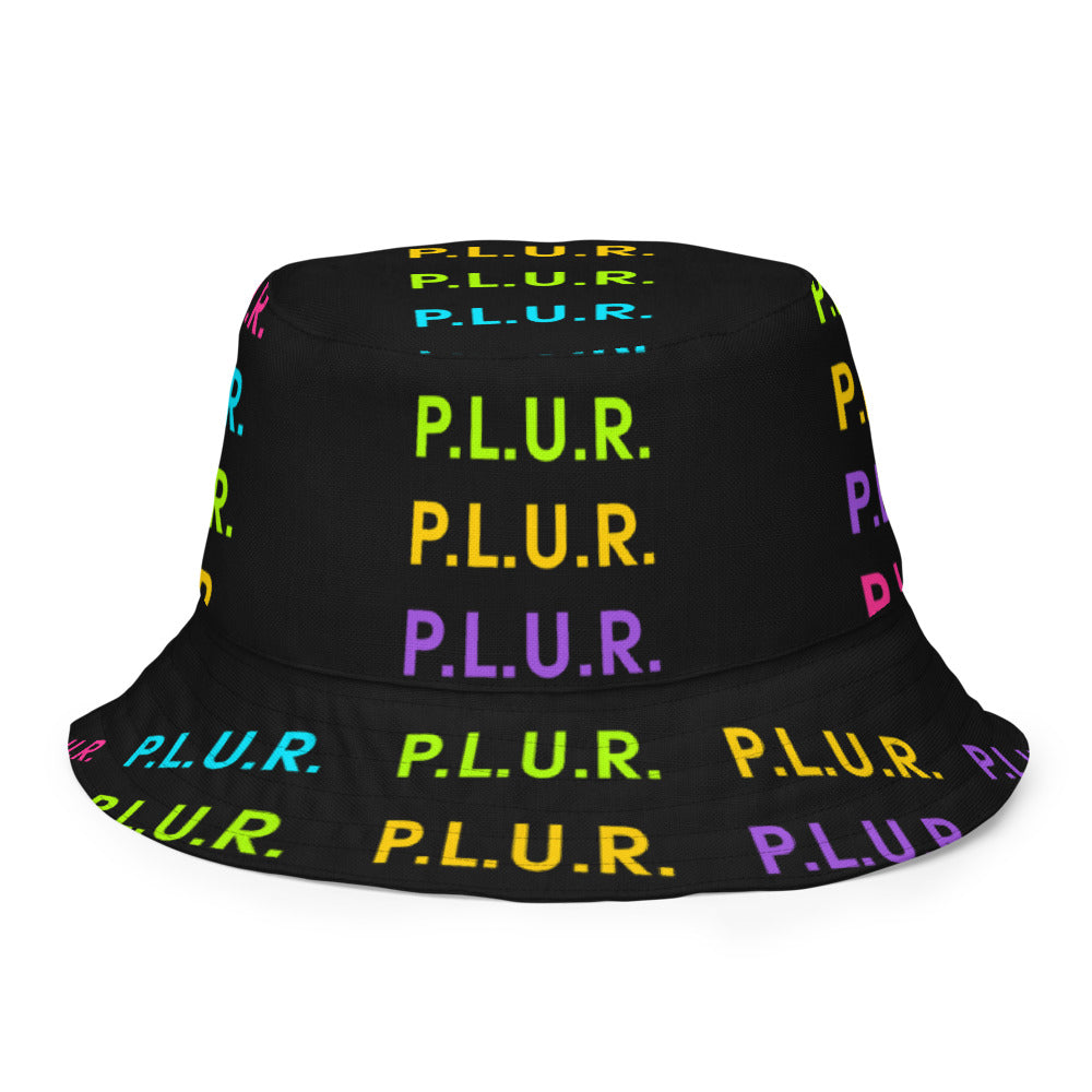 PLUR Rainbow Reversible Bucket Hat, outside