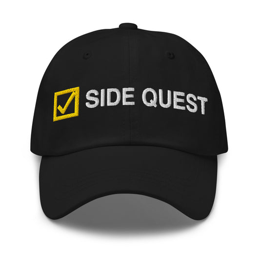 Side Quest Dad Hat in Black