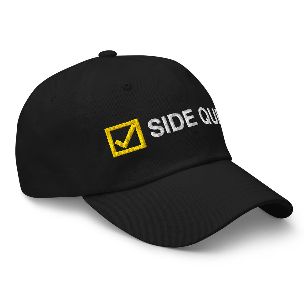 Side Quest Dad Hat in Black, view 3