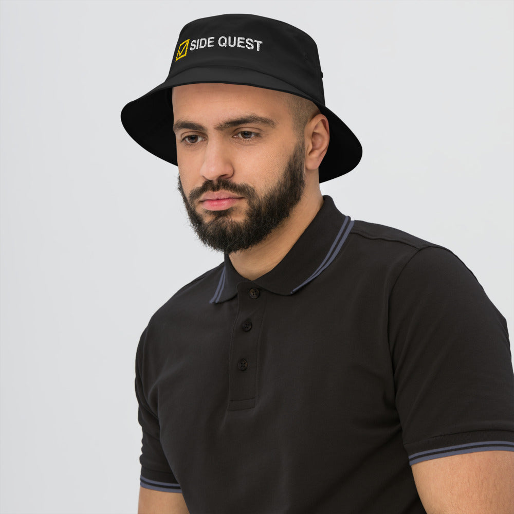 Side Quest Bucket Hat in Black on a model