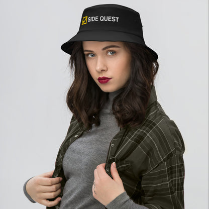 Side Quest Bucket Hat in Black on a model