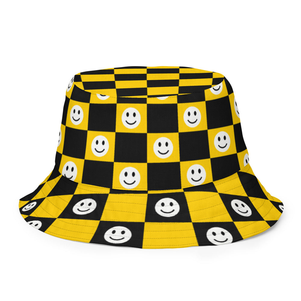 Smiley Checker Reversible Bucket Hat, inside (reversed)