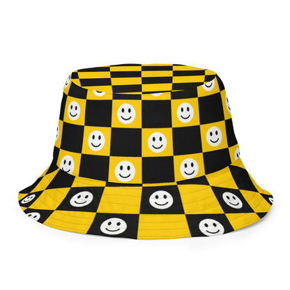 Smiley Checker Reversible Bucket Hat, inside (reversed)