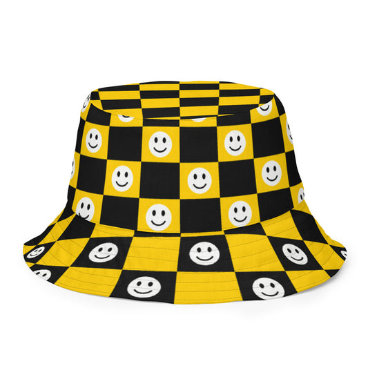 Smiley Checker Reversible Bucket Hat, inside (reversed)