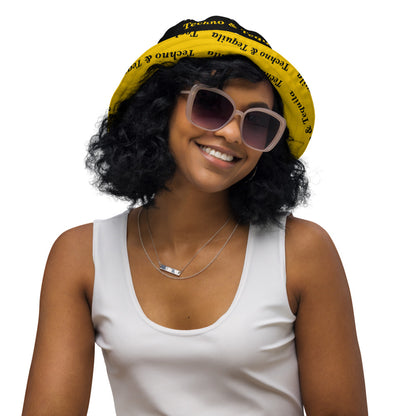 Techno & Tequila All Over Print Reversible Bucket Hat on a model, view 2